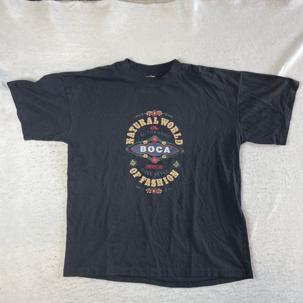Boca T-Shirt Mens XL Black Natural World Of Fashion Graphic Single Stitch